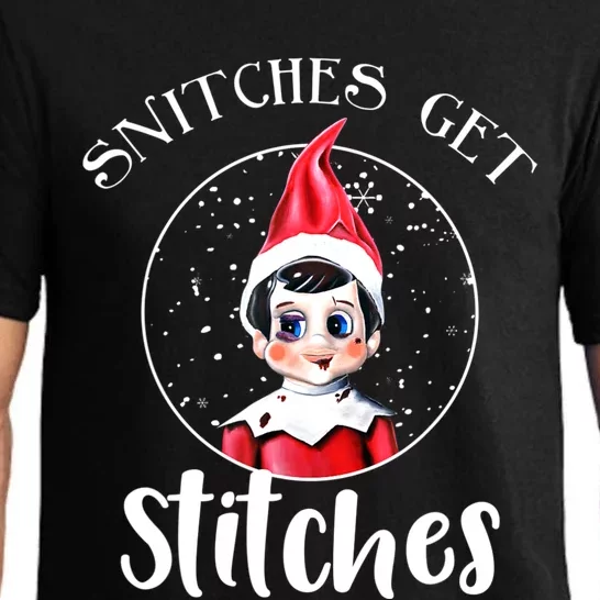 Funny Christmas Snitches Get Stitches Pajama Set