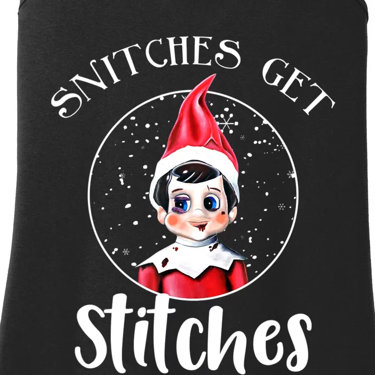 Funny Christmas Snitches Get Stitches Ladies Essential Tank