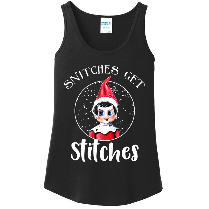 Funny Christmas Snitches Get Stitches Ladies Essential Tank