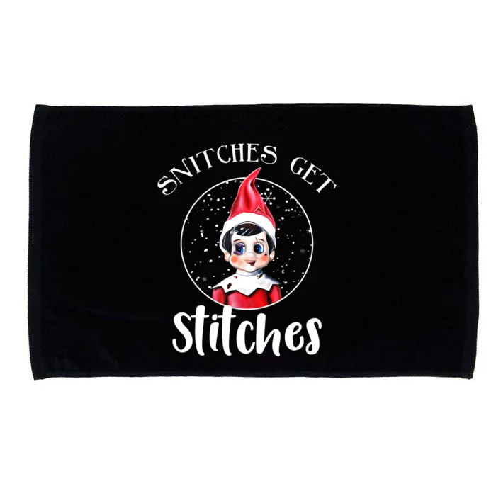 Funny Christmas Snitches Get Stitches Microfiber Hand Towel