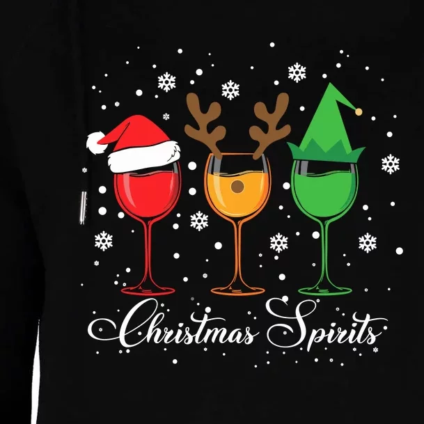 Funny Christmas Spirits Glasses Of Wine Xmas Holidays Party Womens Funnel Neck Pullover Hood