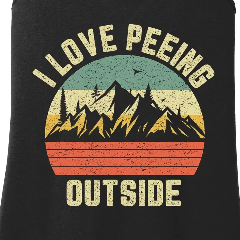 Funny Camping Shirts Hiking Outdoors I Love Peeing Outside Ladies Essential Tank