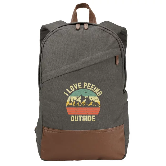 Funny Camping Shirts Hiking Outdoors I Love Peeing Outside Cotton Canvas Backpack