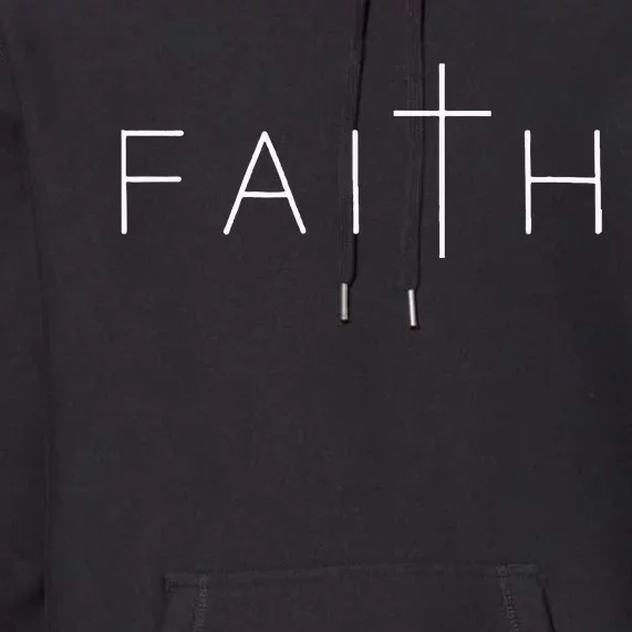 Faith Cross Subtle Christian Minimalist Religious Jesus Premium Hoodie