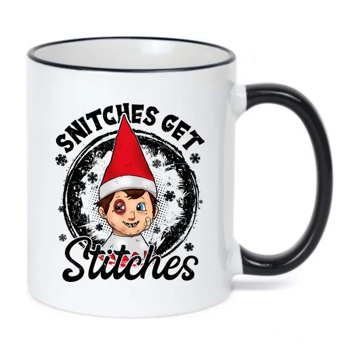 Funny Christmas Snitches Get Stitches Black Color Changing Mug