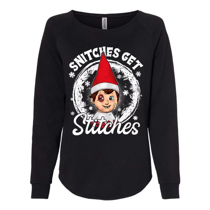 Funny Christmas Snitches Get Stitches Womens California Wash Sweatshirt