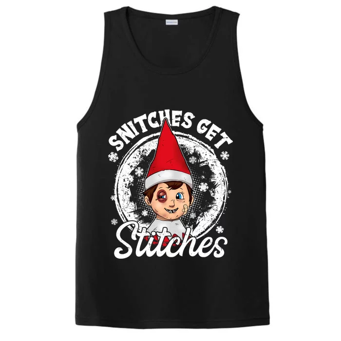 Funny Christmas Snitches Get Stitches Performance Tank