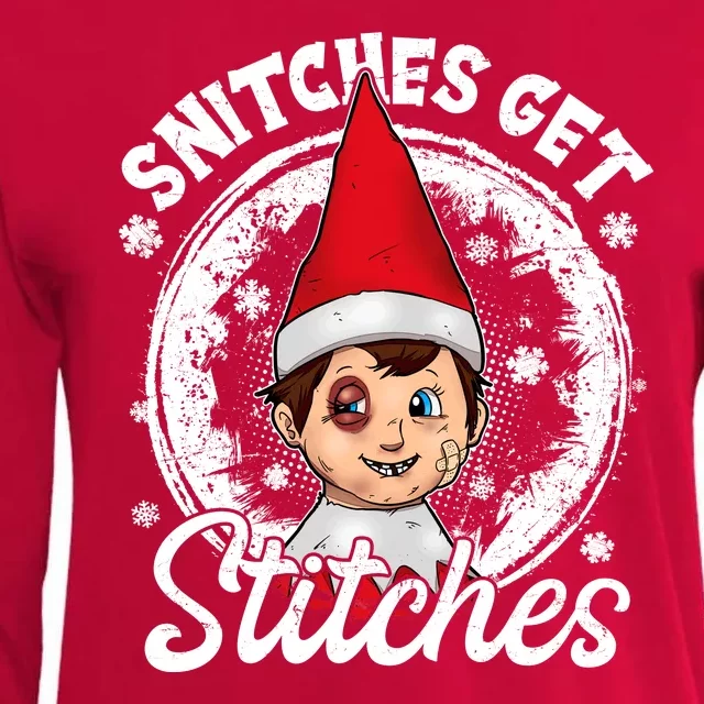 Funny Christmas Snitches Get Stitches Womens Cotton Relaxed Long Sleeve T-Shirt