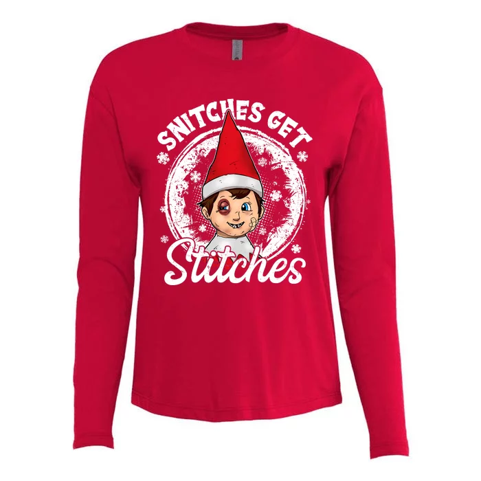 Funny Christmas Snitches Get Stitches Womens Cotton Relaxed Long Sleeve T-Shirt