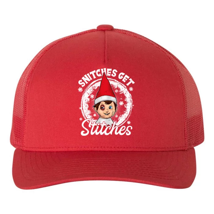 Funny Christmas Snitches Get Stitches Yupoong Adult 5-Panel Trucker Hat