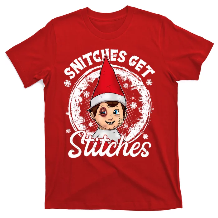 Funny Christmas Snitches Get Stitches T-Shirt