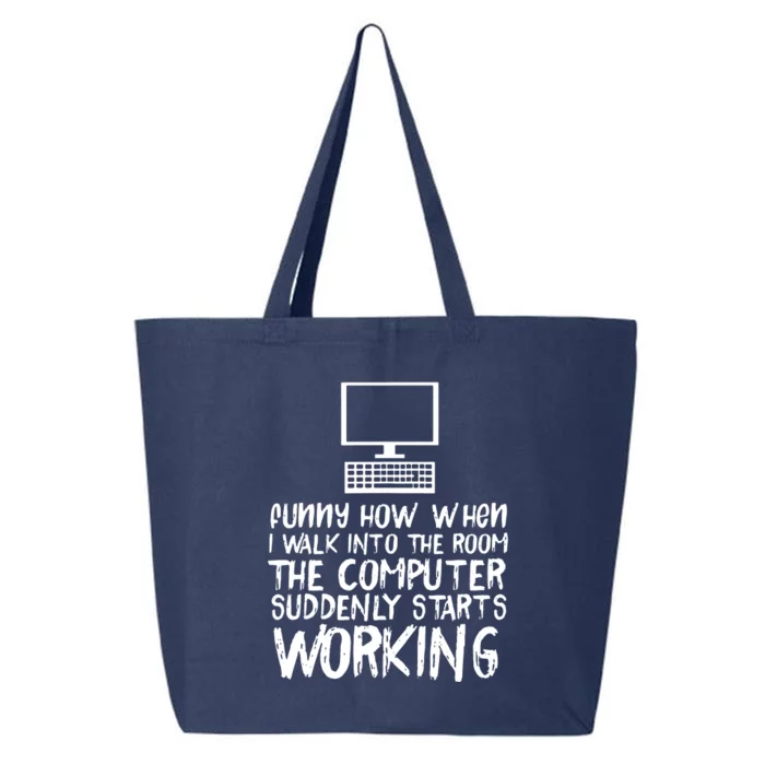 Funny Computer Starts Working With Information Technology 25L Jumbo Tote