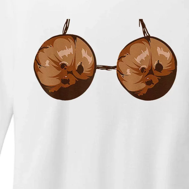 Funny Coconut Summer Coconuts Bra Funny Halloween Summer Womens CVC Long Sleeve Shirt