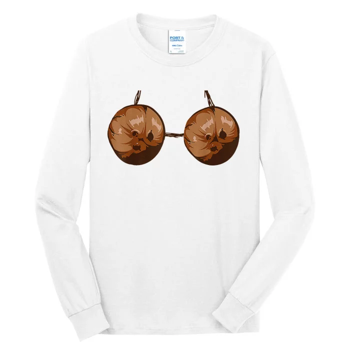 Funny Coconut Summer Coconuts Bra Funny Halloween Summer Tall Long Sleeve T-Shirt