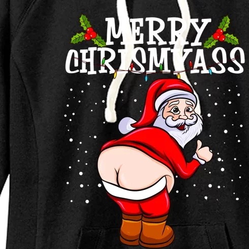 Funny Christmas Santa Claus Naked Ass Merry Chrismyass Gift Women's Fleece Hoodie