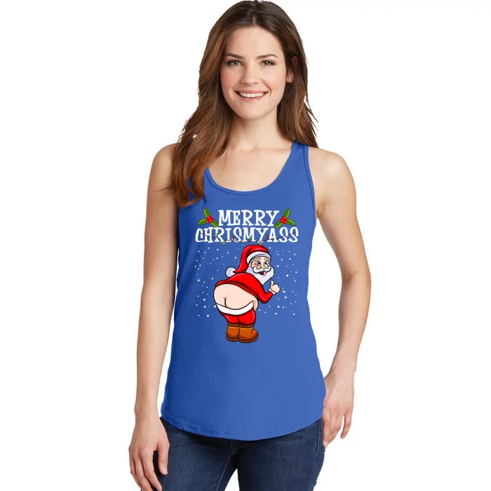 Funny Christmas Santa Claus Naked Ass Merry Chrismyass Gift Ladies Essential Tank