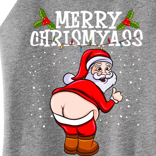 Funny Christmas Santa Claus Naked Ass Merry Chrismyass Gift Women’s Perfect Tri Rocker Tank