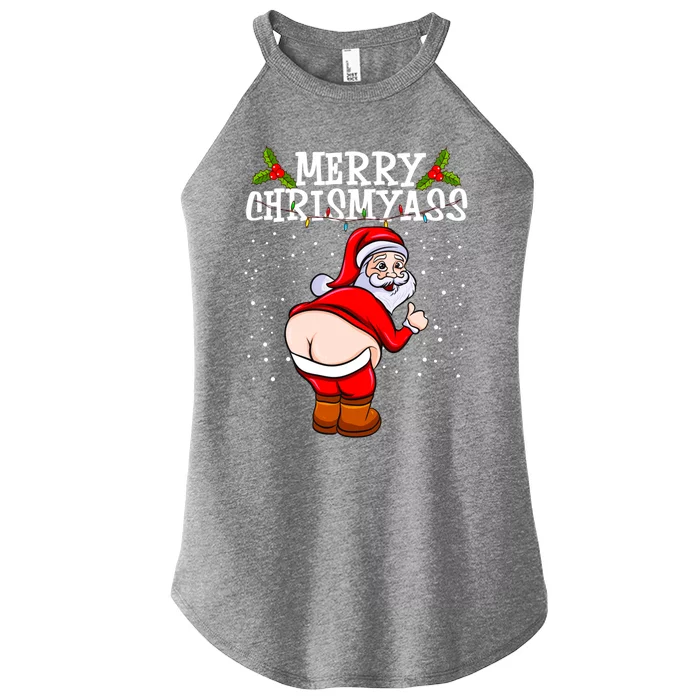 Funny Christmas Santa Claus Naked Ass Merry Chrismyass Gift Women’s Perfect Tri Rocker Tank