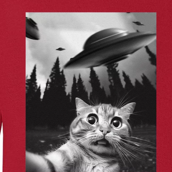 Funny Cat Selfie With Ufos Toddler Sweatshirt