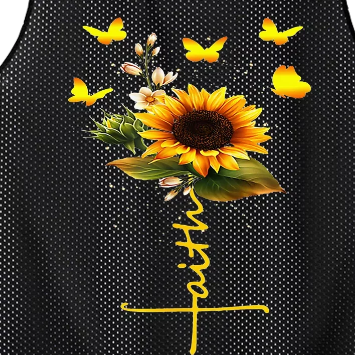 Faith Cross Sunflower Butterflies Flowers Christians Mesh Reversible Basketball Jersey Tank