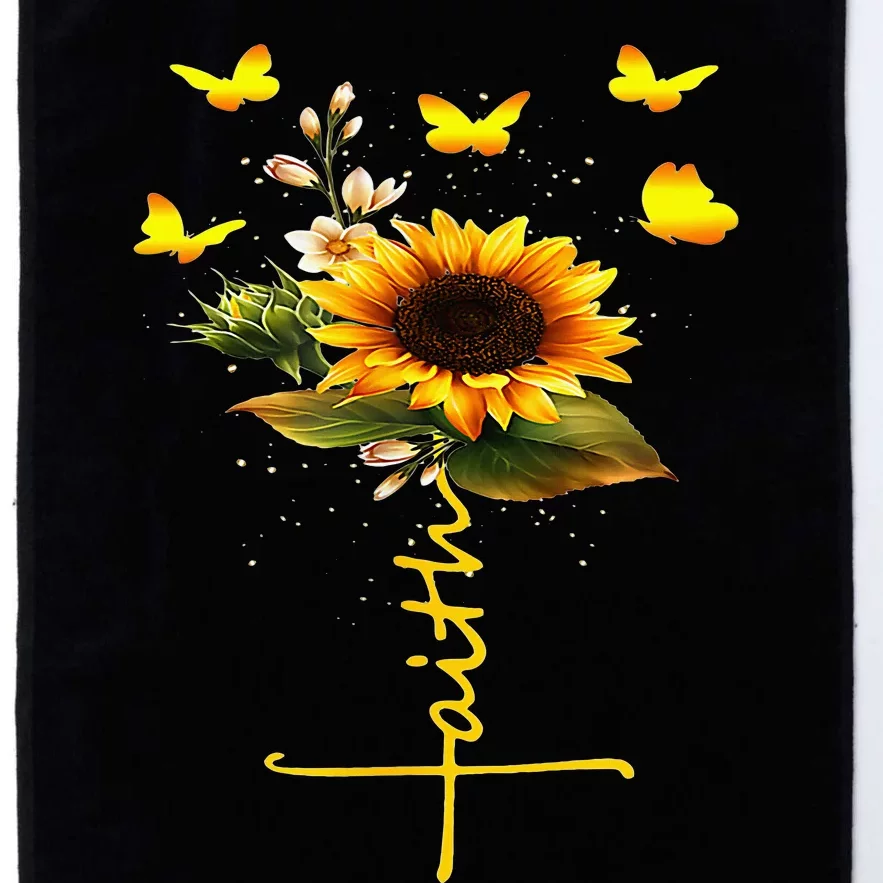 Faith Cross Sunflower Butterflies Flowers Christians Platinum Collection Golf Towel