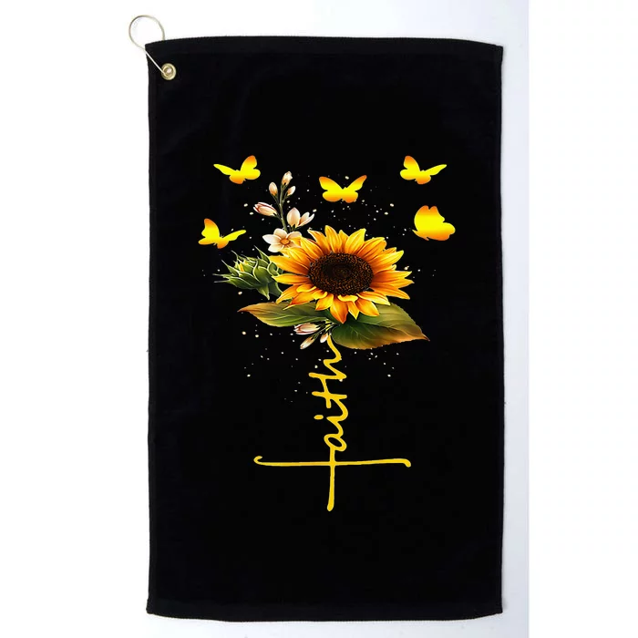 Faith Cross Sunflower Butterflies Flowers Christians Platinum Collection Golf Towel