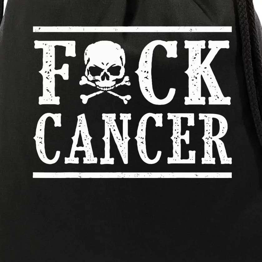 Fuck Cancer Skull And Crossbones Skeleton Breast Cancer Drawstring Bag