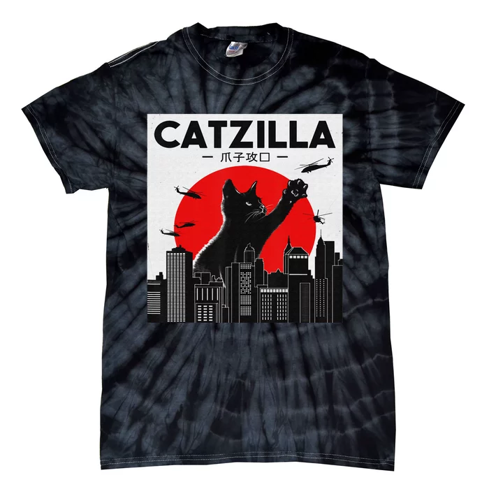 Funny Cat Shirt Catzilla Cat Gift Tie-Dye T-Shirt