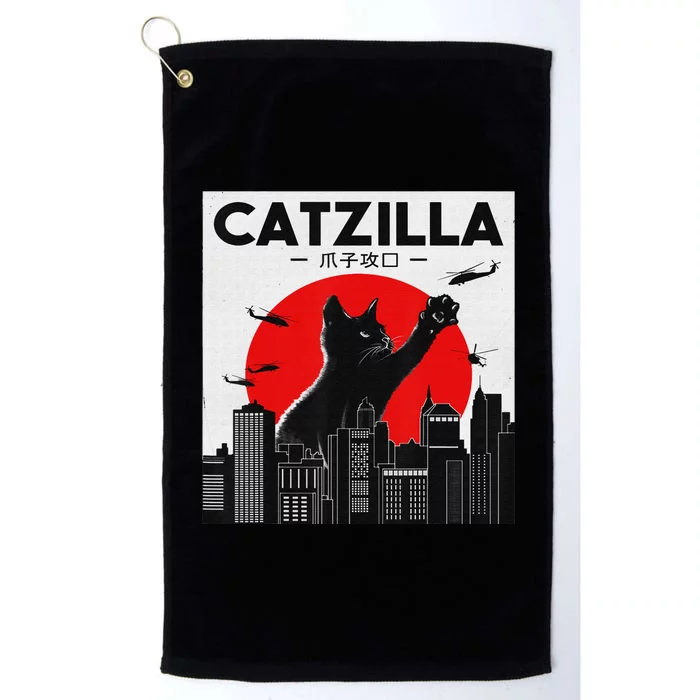 Funny Cat Shirt Catzilla Cat Gift Platinum Collection Golf Towel