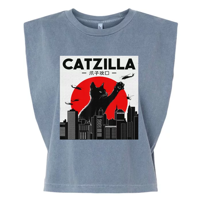 Funny Cat Shirt Catzilla Cat Gift Garment-Dyed Women's Muscle Tee