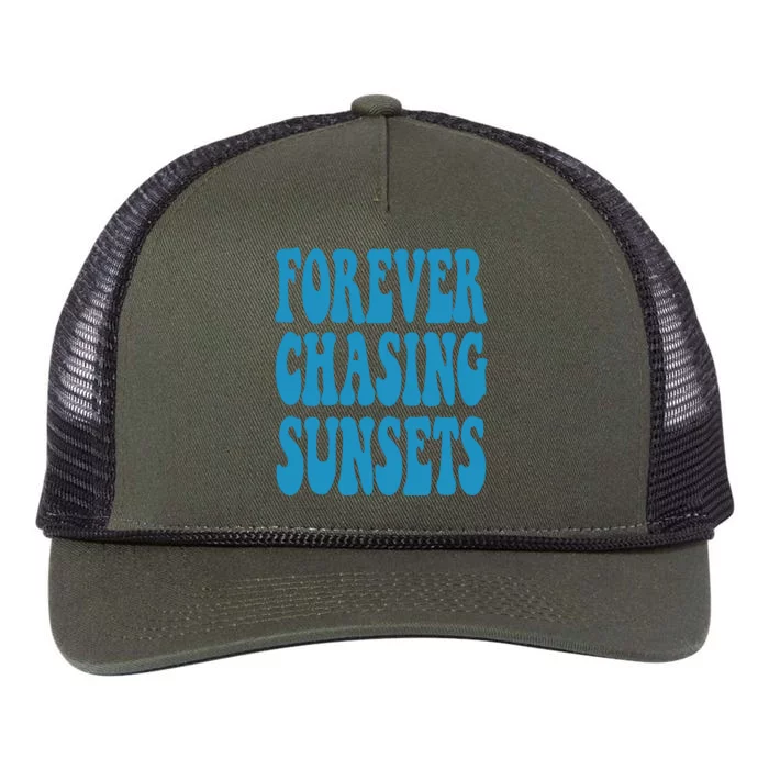 Forever Chasing Sunsets Retro Summer Retro Rope Trucker Hat Cap