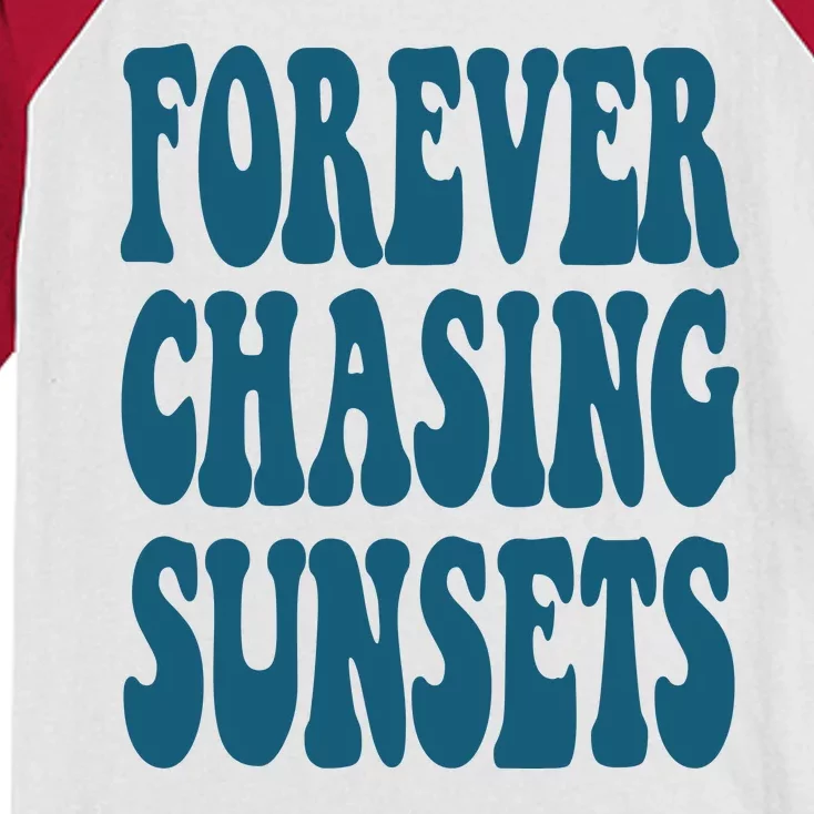 Forever Chasing Sunsets Retro Summer Kids Colorblock Raglan Jersey