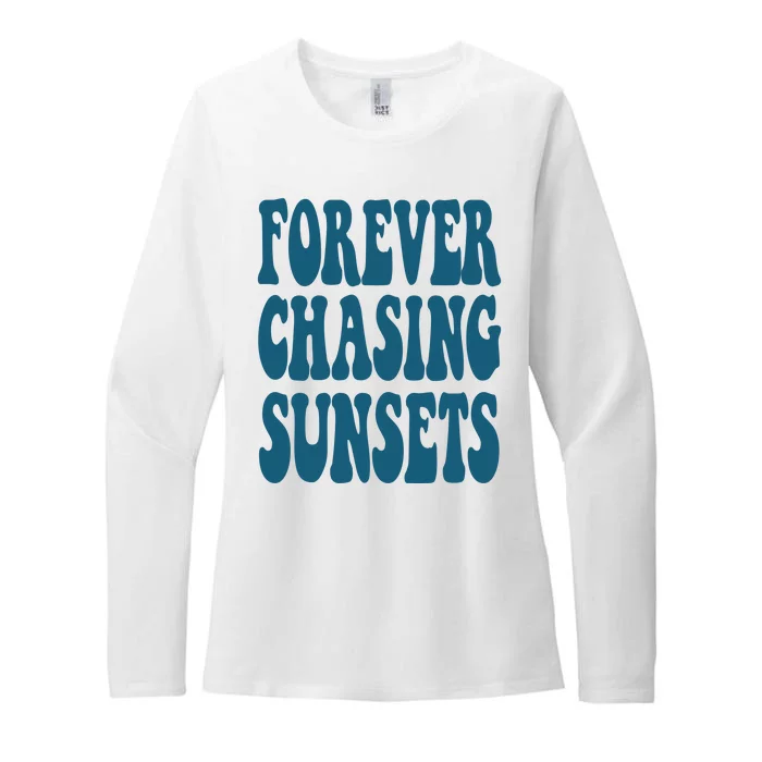 Forever Chasing Sunsets Retro Summer Womens CVC Long Sleeve Shirt