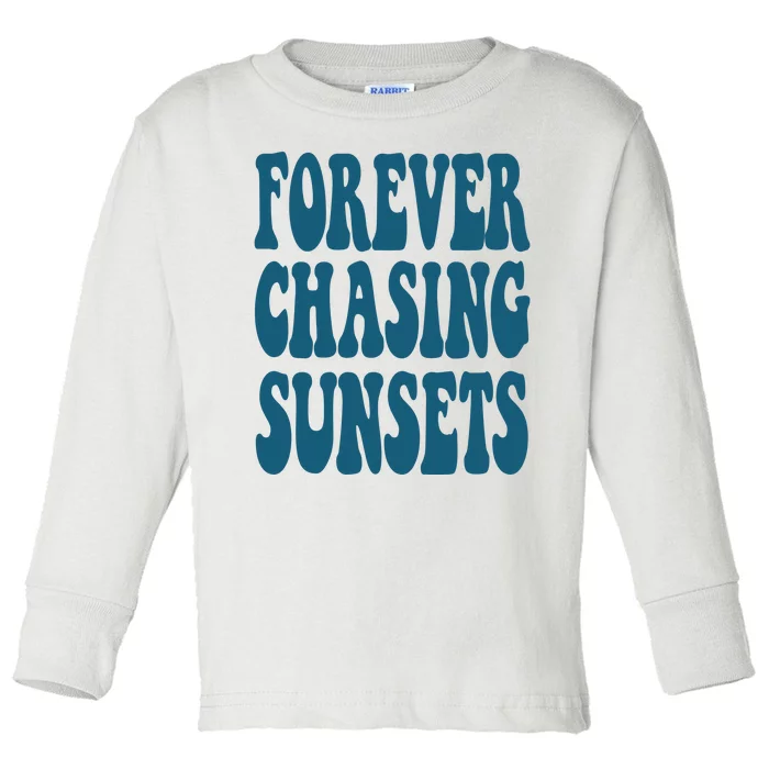 Forever Chasing Sunsets Retro Summer Toddler Long Sleeve Shirt