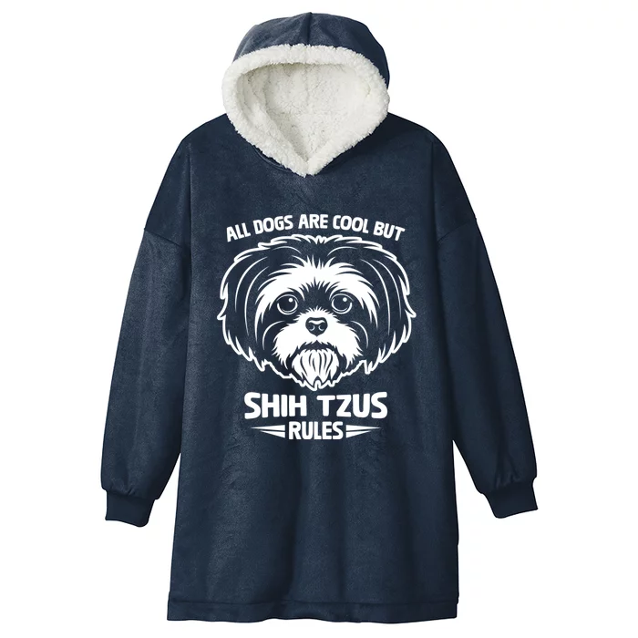 Funny Cute Shih Tzu Dog Rules Puppy Lover Funny Gift Hooded Wearable Blanket