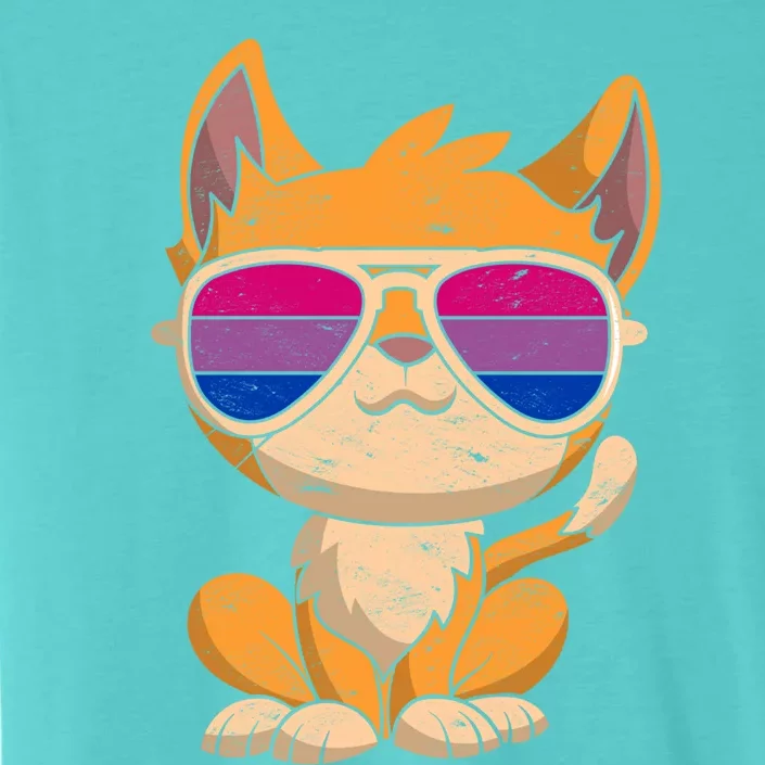 Funny Cat Sunglasses Bisexuality Flag Lgbt Pride Bisexual Gift ChromaSoft Performance T-Shirt