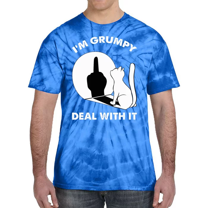 Funny Cat Shadow I'm Grumpy Deal With It Tie-Dye T-Shirt