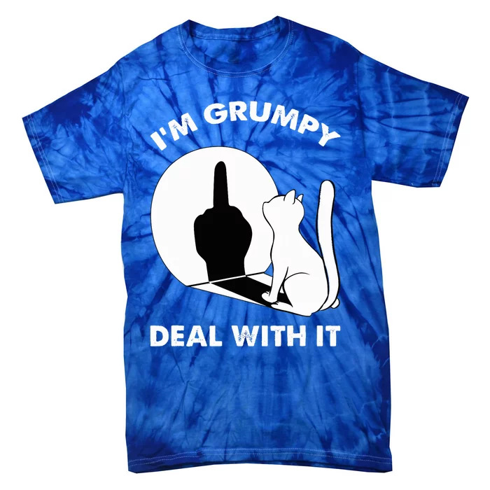 Funny Cat Shadow I'm Grumpy Deal With It Tie-Dye T-Shirt