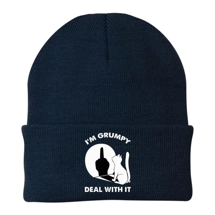 Funny Cat Shadow I'm Grumpy Deal With It Knit Cap Winter Beanie