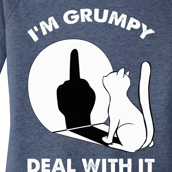 Funny Cat Shadow I'm Grumpy Deal With It Women's Perfect Tri Tunic Long Sleeve Shirt