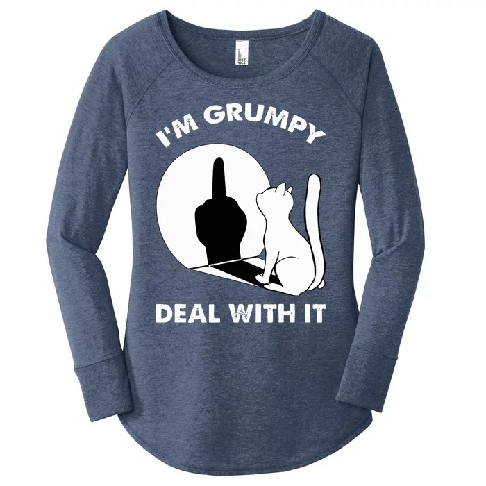 Funny Cat Shadow I'm Grumpy Deal With It Women's Perfect Tri Tunic Long Sleeve Shirt