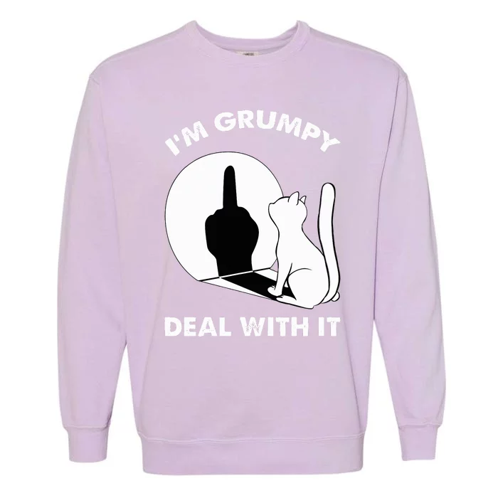 Funny Cat Shadow I'm Grumpy Deal With It Garment-Dyed Sweatshirt