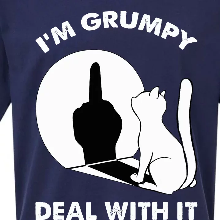 Funny Cat Shadow I'm Grumpy Deal With It Sueded Cloud Jersey T-Shirt