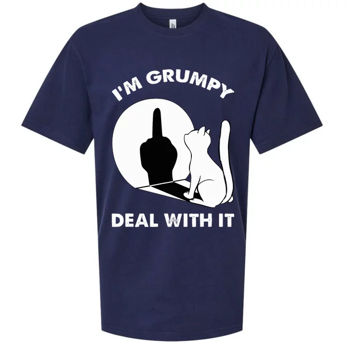 Funny Cat Shadow I'm Grumpy Deal With It Sueded Cloud Jersey T-Shirt