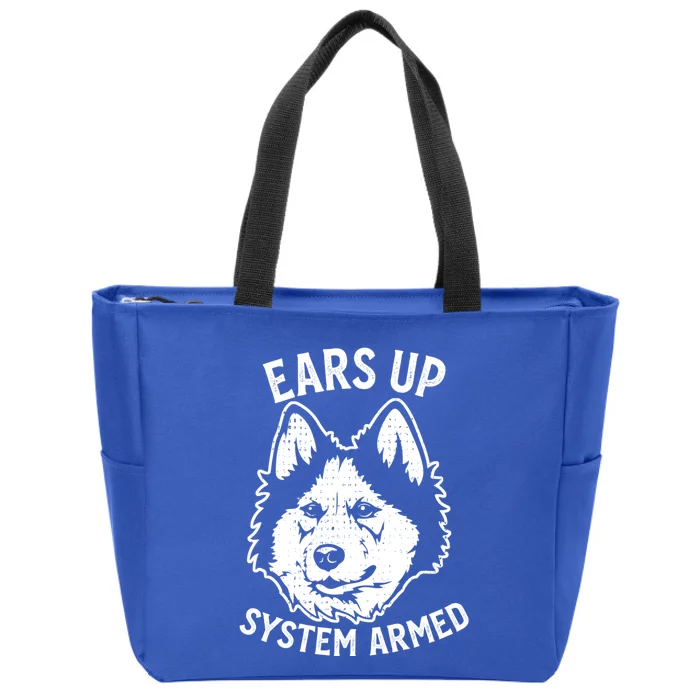 Funny Cute Siberian Husky Dog Ears Up Puppy Lover Gift Zip Tote Bag