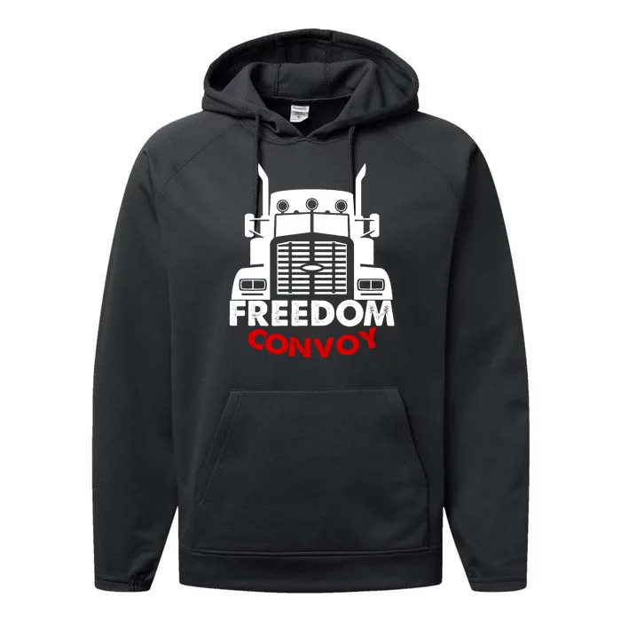 Freedom Convoy Support Truckers Performance Fleece Hoodie