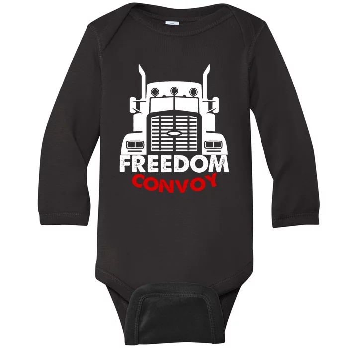 Freedom Convoy Support Truckers Baby Long Sleeve Bodysuit