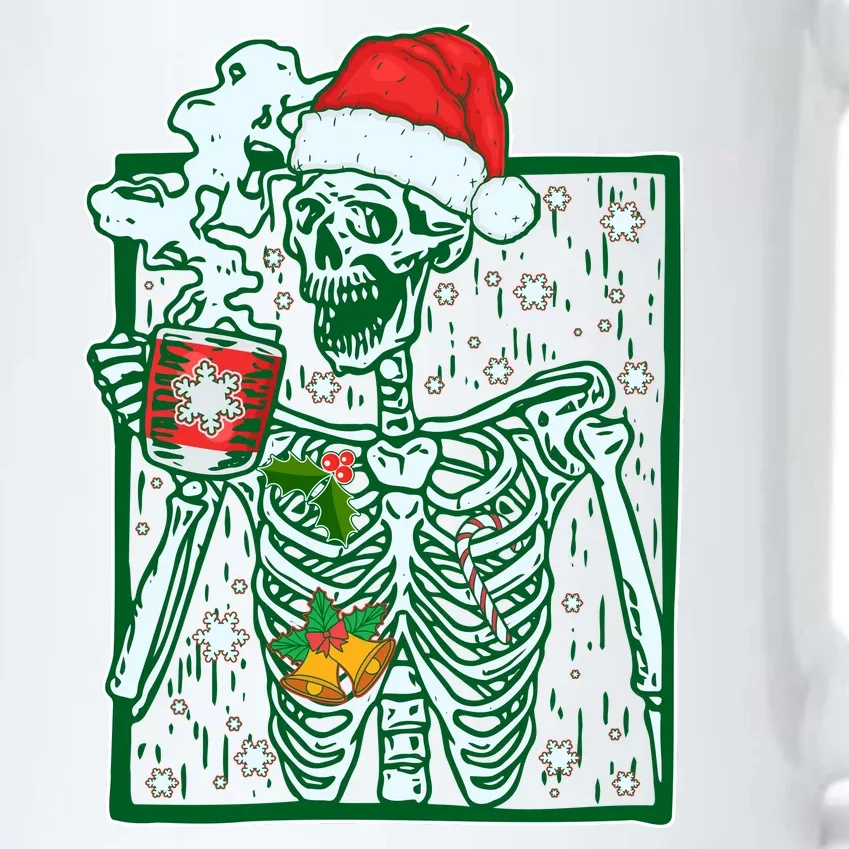 Funny Christmas Skeleton Enjoying Hot Chocolate Coffee Black Color Changing Mug