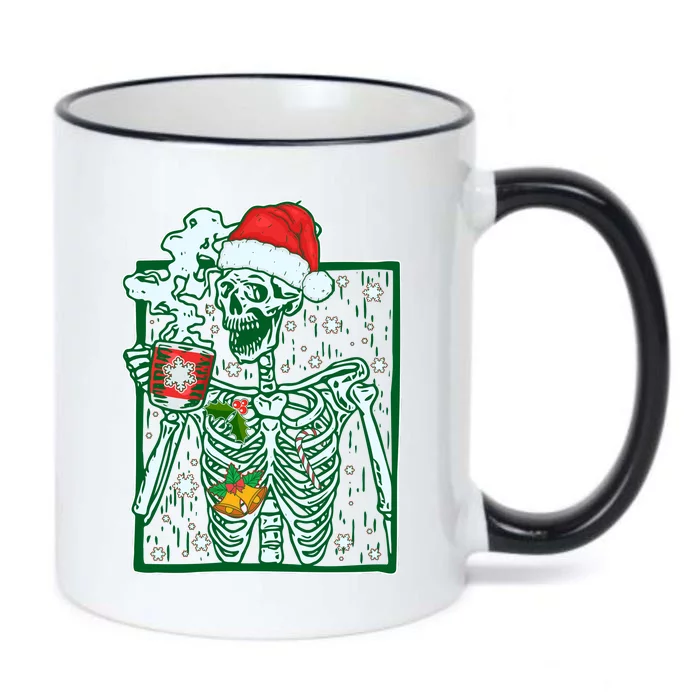 Funny Christmas Skeleton Enjoying Hot Chocolate Coffee Black Color Changing Mug