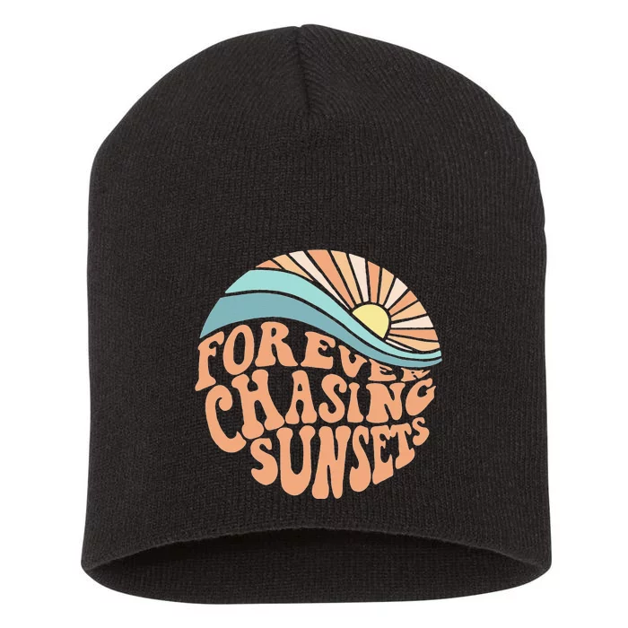 Forever Chasing Sunsets Both Side Print Short Acrylic Beanie